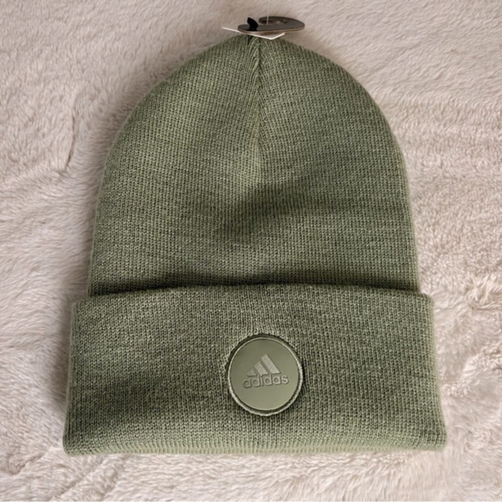Adidas olive green unisex beanie hat- new!